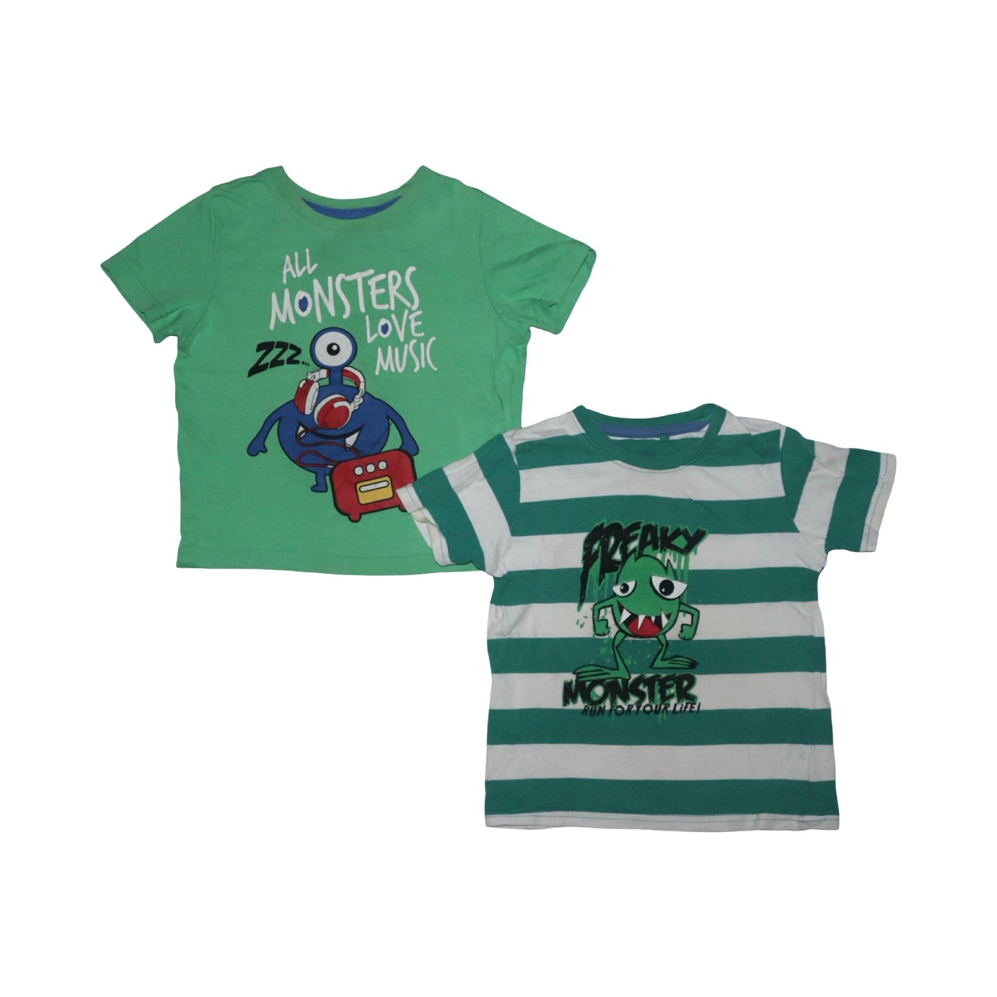 Kortärmad T-shirt (2 Pack) från lupilu - Storlek 98/104 - Grön & Vit (Multi)