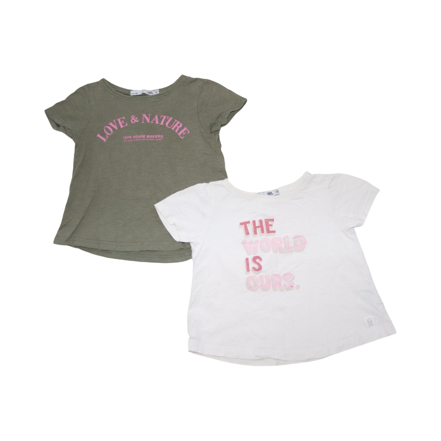 Kortärmad T-shirt (2 Pack) från 157 - Storlek 110 - Mörkgrön & Vit (Multi)