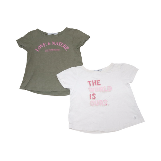 Kortärmad T-shirt (2 Pack) från 157 - Storlek 110 - Mörkgrön & Vit (Multi)