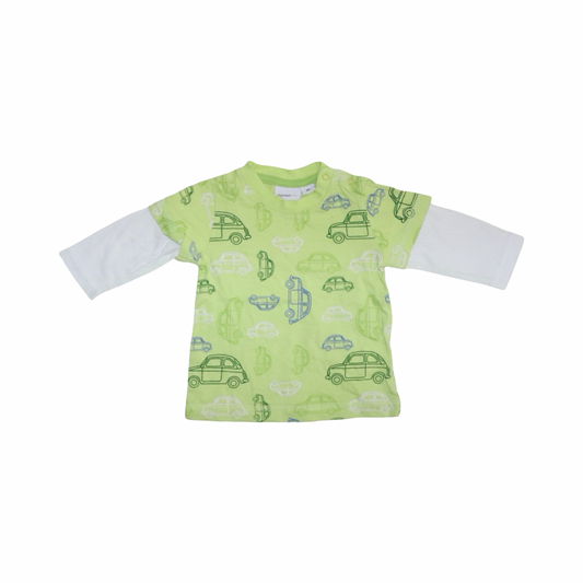 Långärmad T-shirt från mywear baby - Storlek 62 - Ljusgrön & Vit