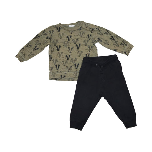 Tröja & Byxor Set från Kappahl & H&M - Storlek 80 - Grön & Svart