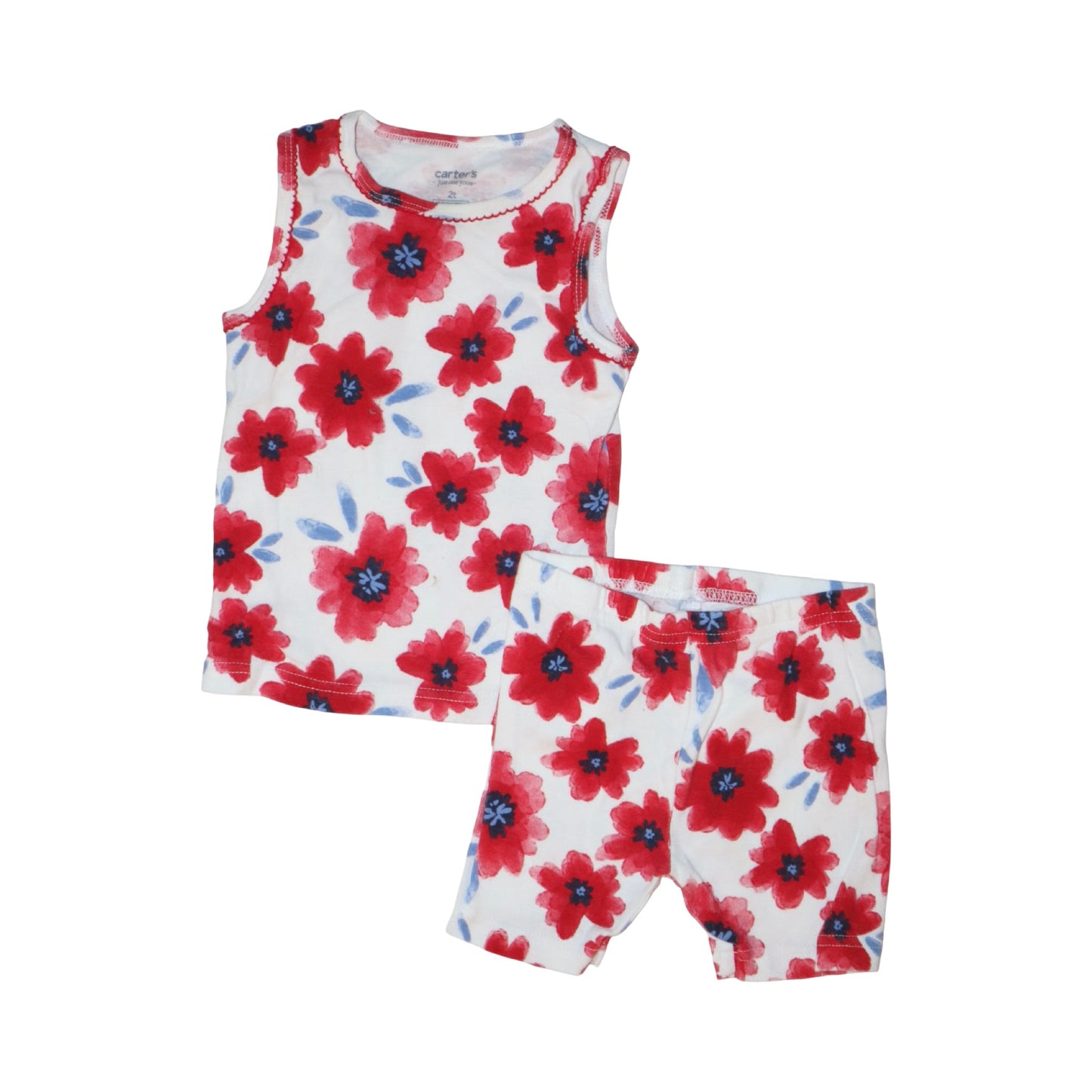 Linne & Shorts Matchande Set från Carter's - Storlek 92 - Vit & Röd (Multi)