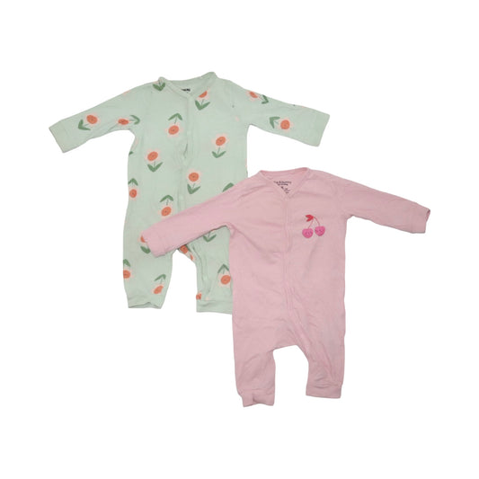 Långärmad Pyjamas (2 Pack) från fox & bunny - Storlek 68 - Ljusgrön & Rosa