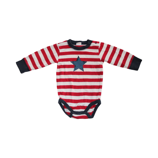 Långärmad Body från LINDEX - Storlek 74 - Röd & Vit (Multi)