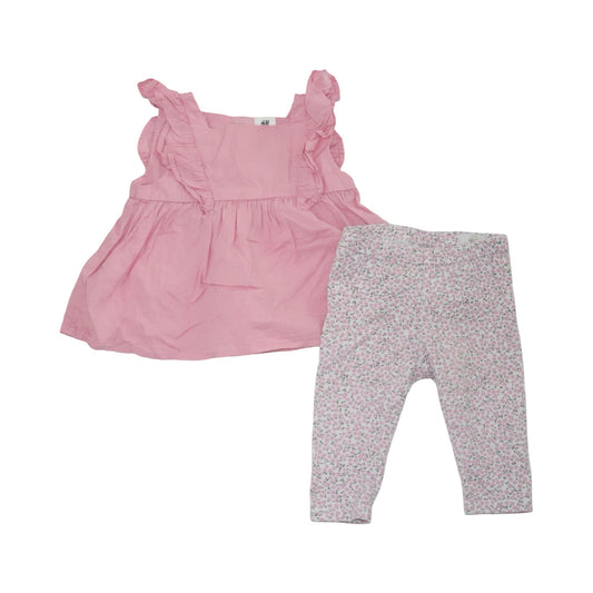 Klänning & Byxor Matchande Set från H&M - Storlek 68 - Rosa & Benvit (Multi)