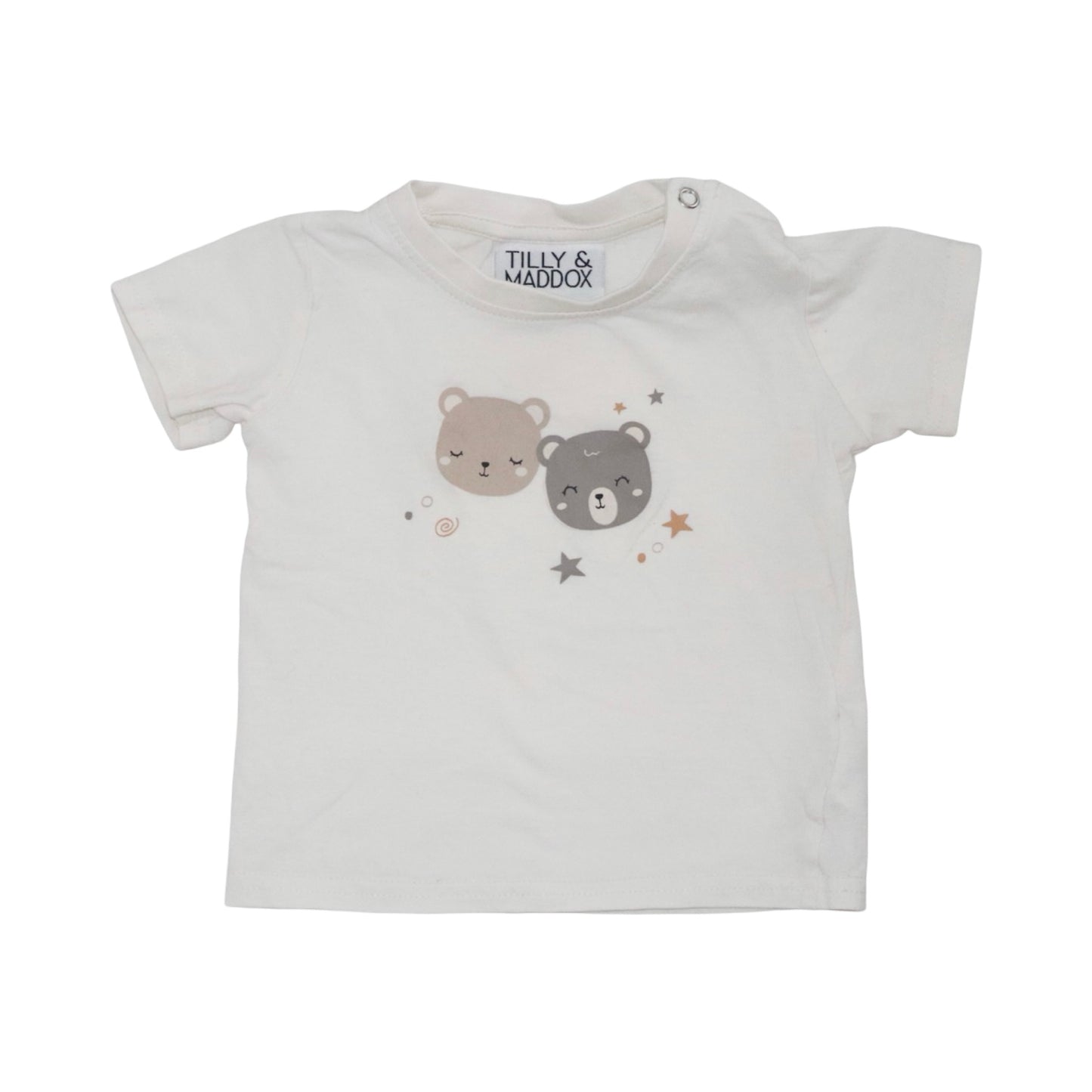 Kortärmad T-shirt & Byxor Matchande Set från TILLY & MODDOX & H&M - Storlek 68 - Benvit & Beige (Multi)