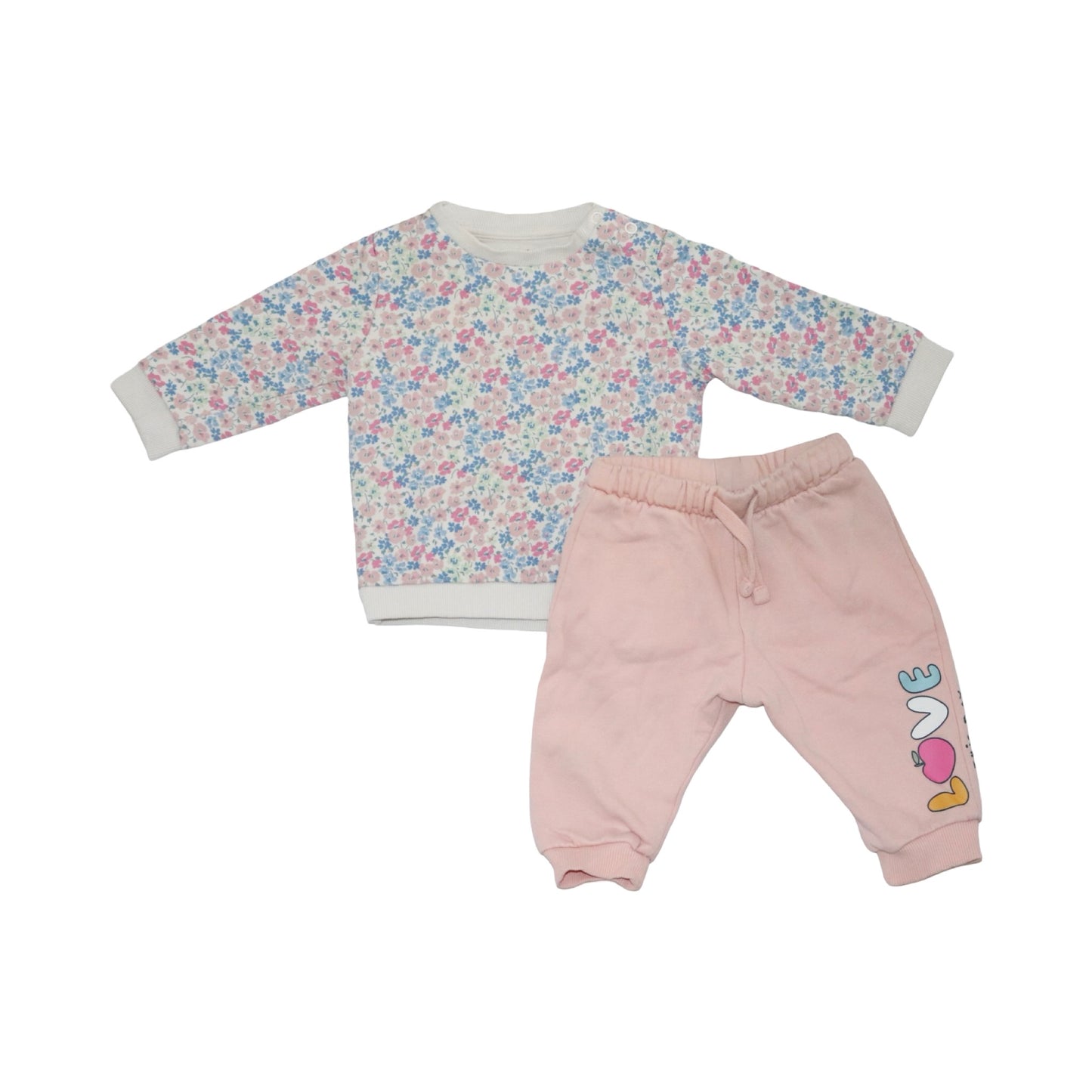 Tröja & Byxor Matchande Set från M&S - Storlek 68 - Benvit & Ljusrosa (Multi)