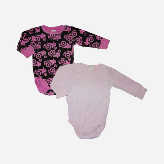 Långärmad Body (2 Pack) från LINDEX - Storlek 74 - Rosa & Brun (Multi)