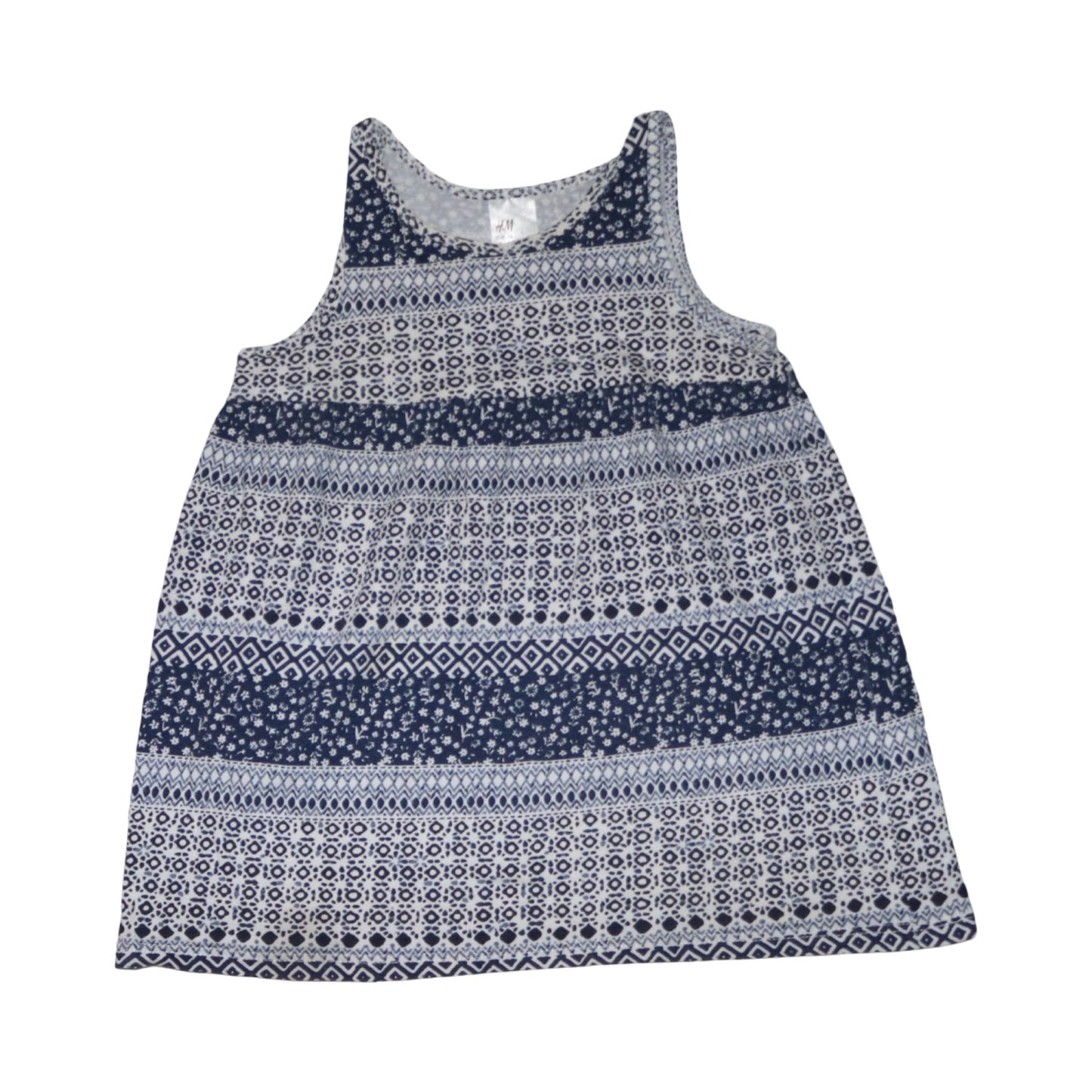 Linne Klänning från H&M - Storlek 74 - Marinblå & Vit