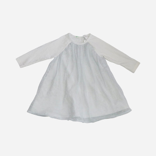 Långärmad Klänning från BENETTON - Storlek 80 - Benvit