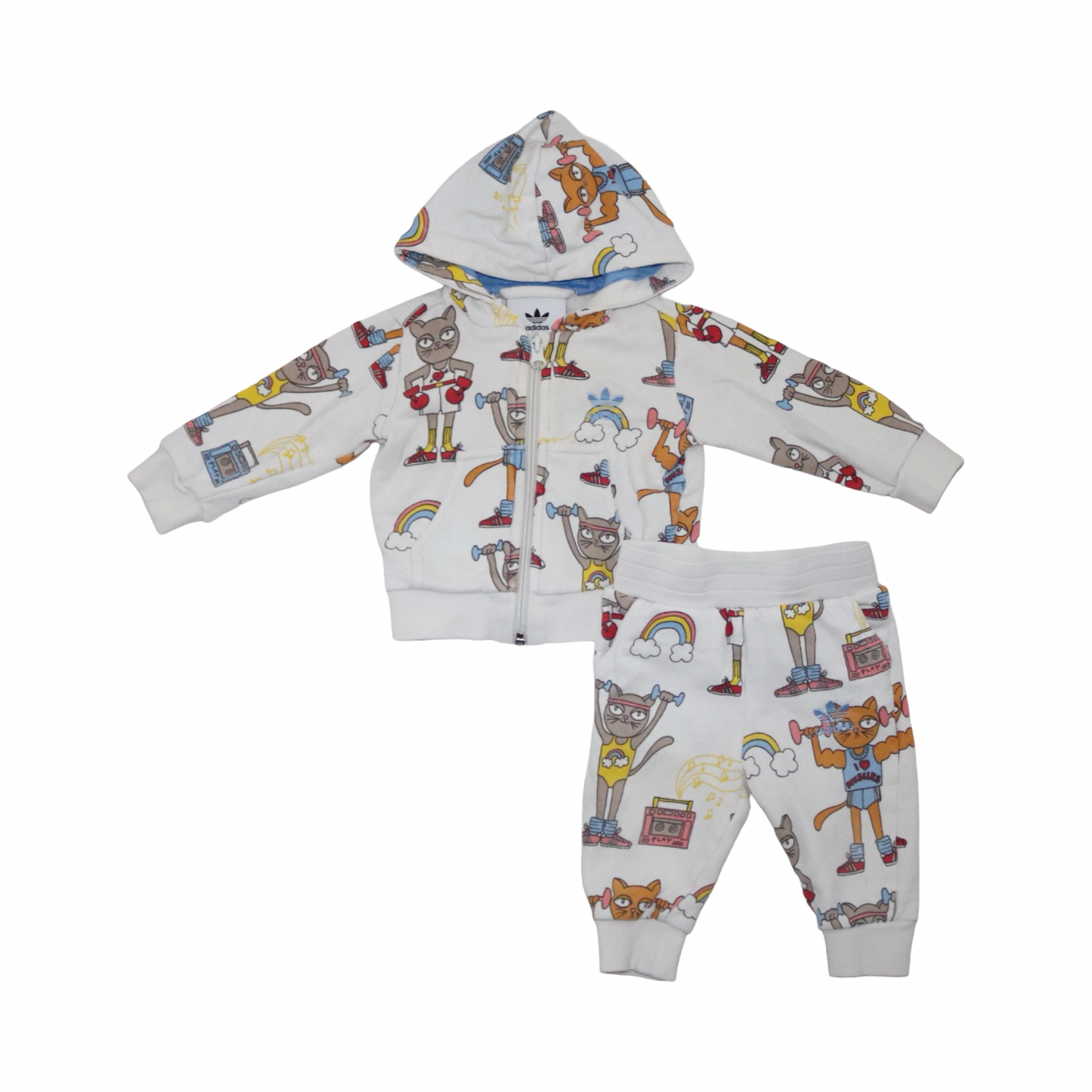 Tröja & Byxor Matchande Set från adidas & Mini Rodini - Storlek 68 - Vit (Multi)