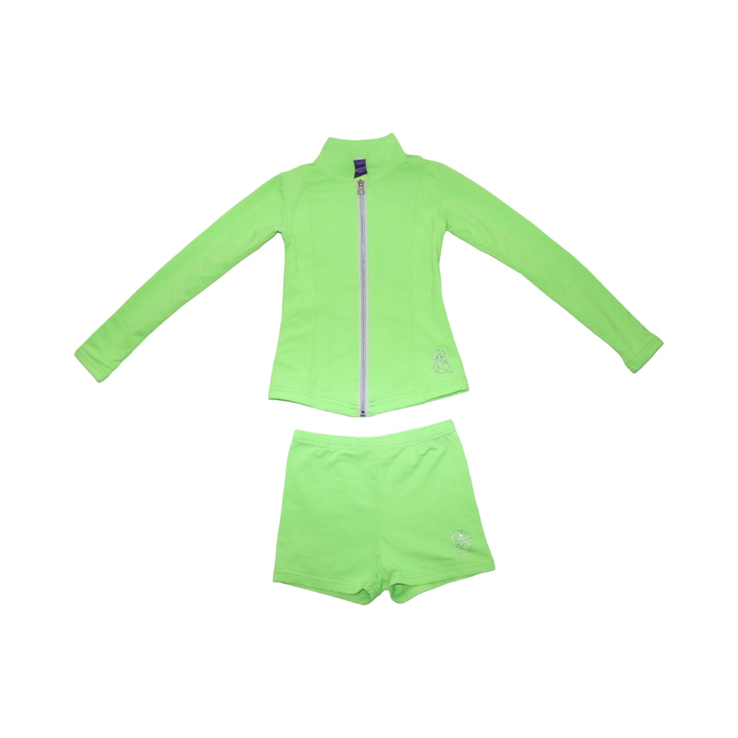 Tränings Jacka & Shorts Matchande Set från Sportswear4Kids - Storlek 116 - Ljusgrön