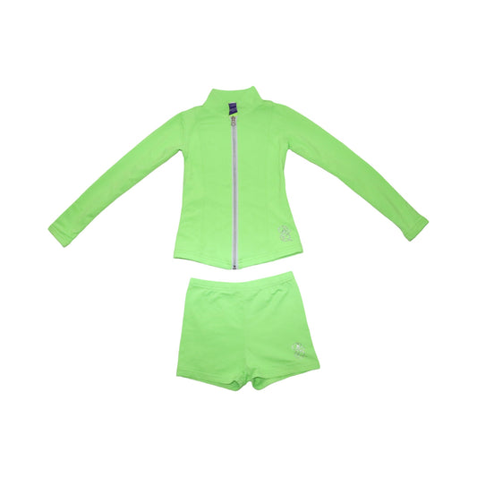 Tränings Jacka & Shorts Matchande Set från Sportswear4Kids - Storlek 116 - Ljusgrön