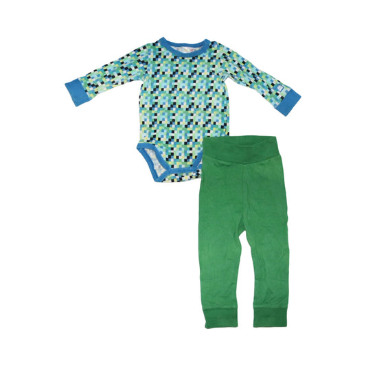 Långärmad Body & Byxor Matchande Set från Kaxs & mywear - Storlek 74 - Grön & Blå (Multi)