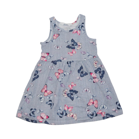 Linne Klänning från H&M - Storlek 92 - Ljusblå & Vit (Multi)