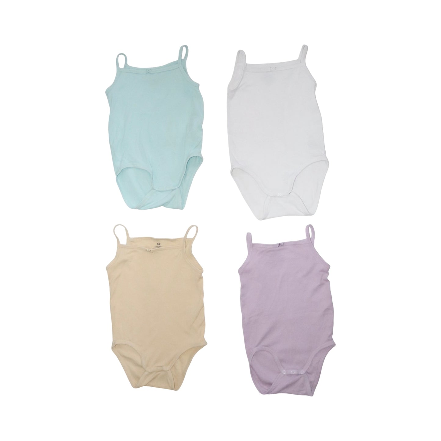 Linne Body (4 Pack) från H&M - Storlek 86 - Ljusblå & Gul (Multi)