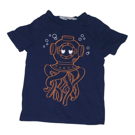 Kortärmad T-shirt från H&M - Storlek 98/104 - Mörkblå