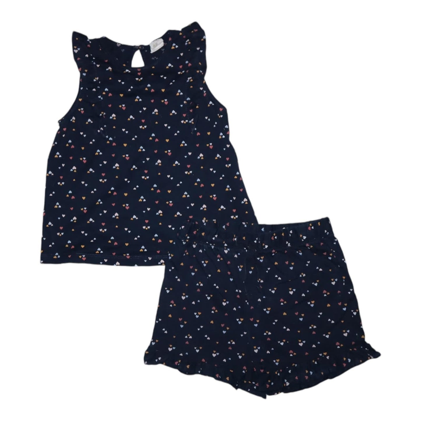 Kortärmad Blus & Shorts Matchande set från H&M - Storlek 104 - Mörkblå