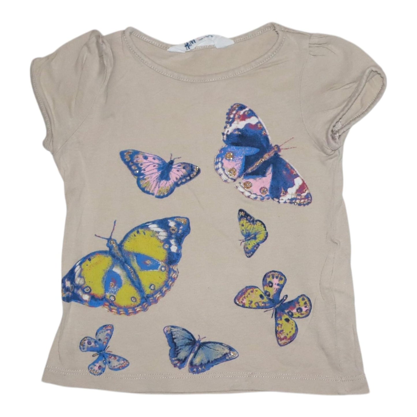 Kortärmad T-shirt & Shorts Matchende Set från H&M - Storlek 92 - Beige & Ljusrosa (Multi)