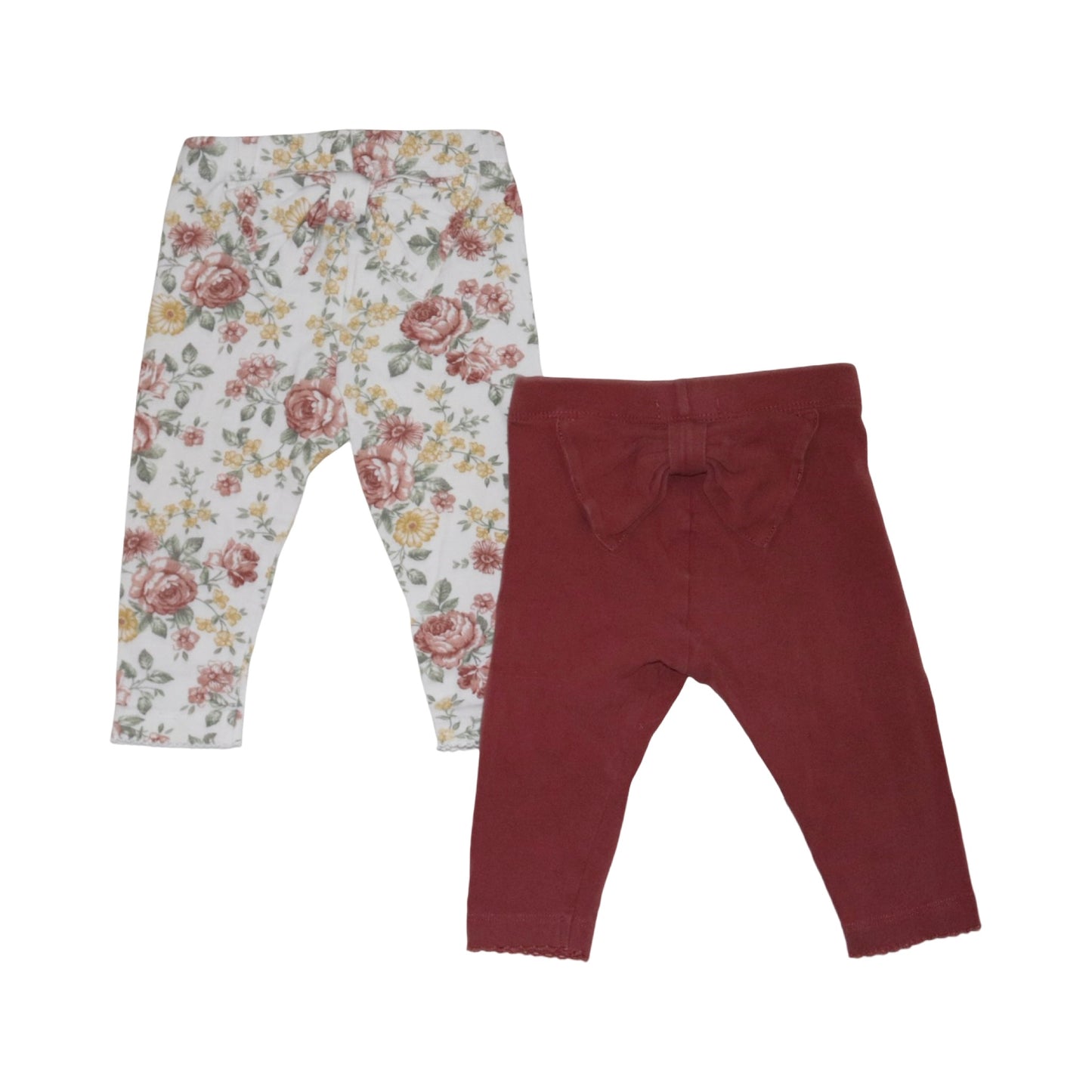 Leggings Byxor (2 Pack) från newbie - Storlek 68 - Vit & Rödbrun (Multi)