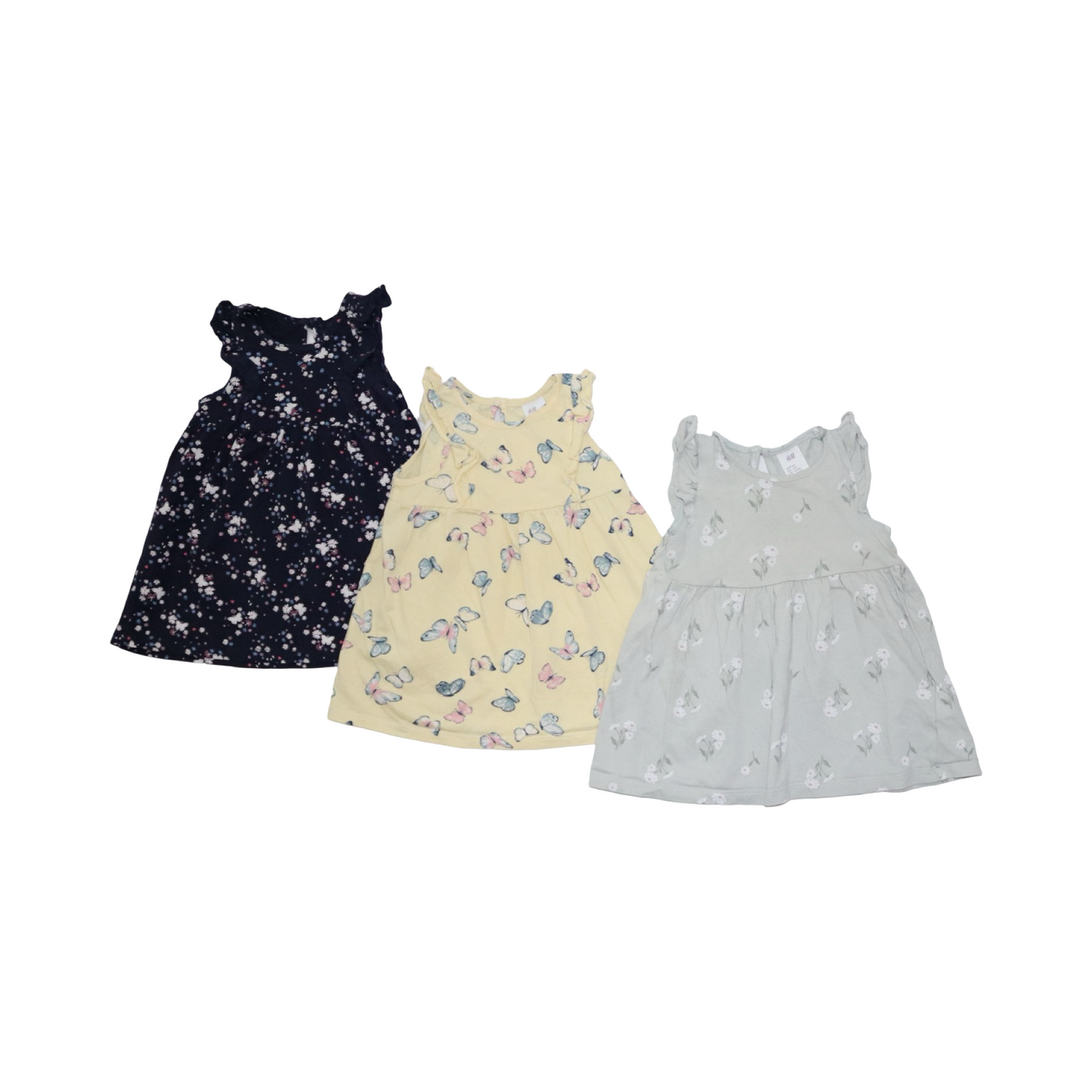 Kortärmad Klänning (3 Pack) från H&M - Storlek 68 - Mörkblå & Gul (Multi)