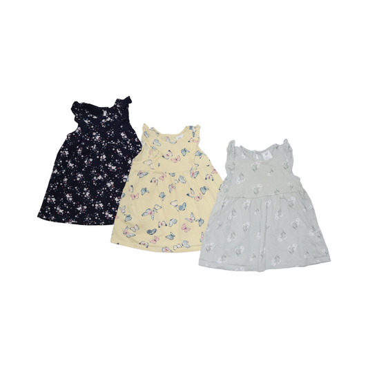 Kortärmad Klänning (3 Pack) från H&M - Storlek 68 - Mörkblå & Gul (Multi)