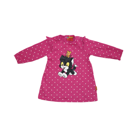 BAMSE Långärmad Klänning från från LINDEX - Storlek 68 - Rosa & Vit (Multi)