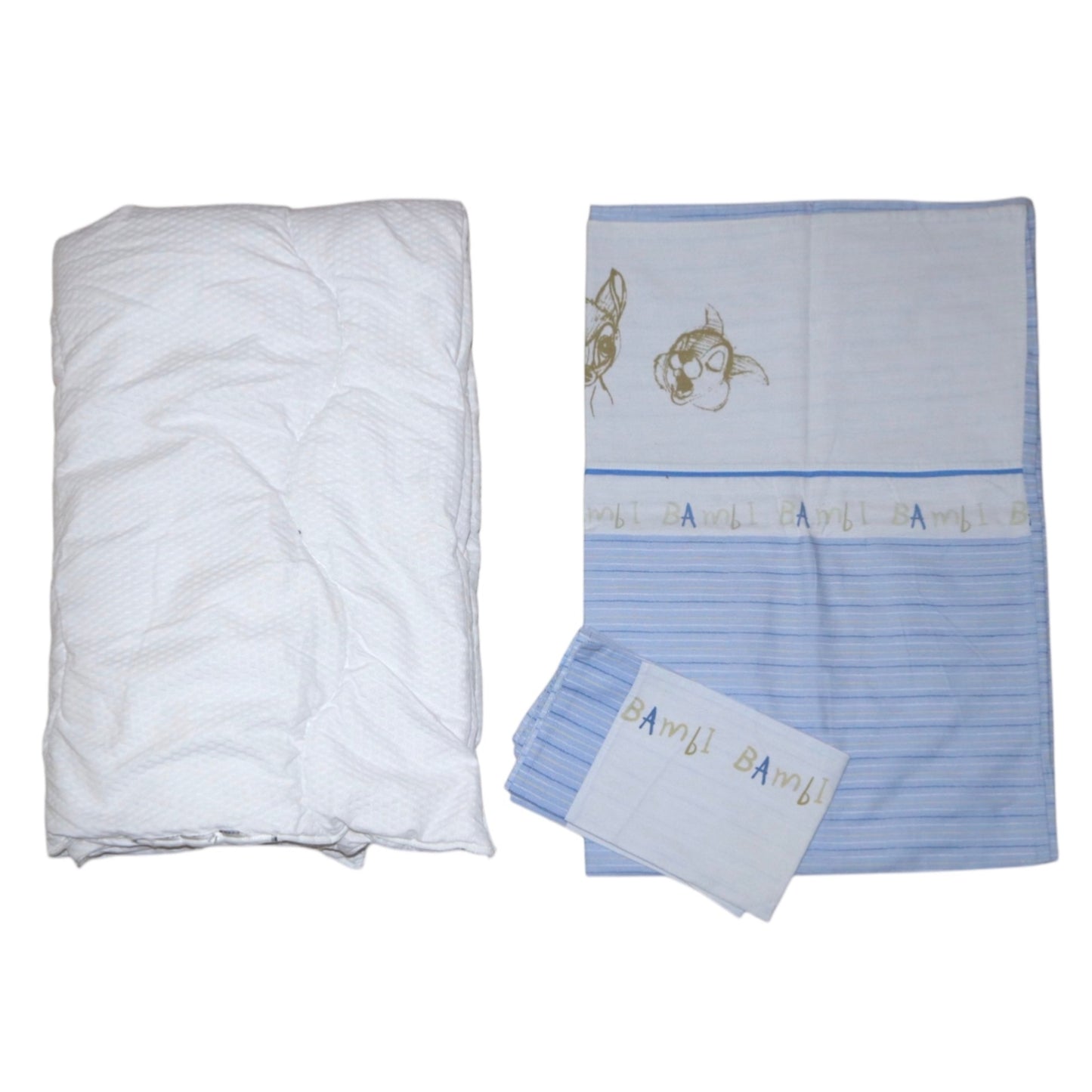 Sängkläder Set - Storlek 60x90cm / 65x95cm / 35x42cm  - Ljusblå & Vit