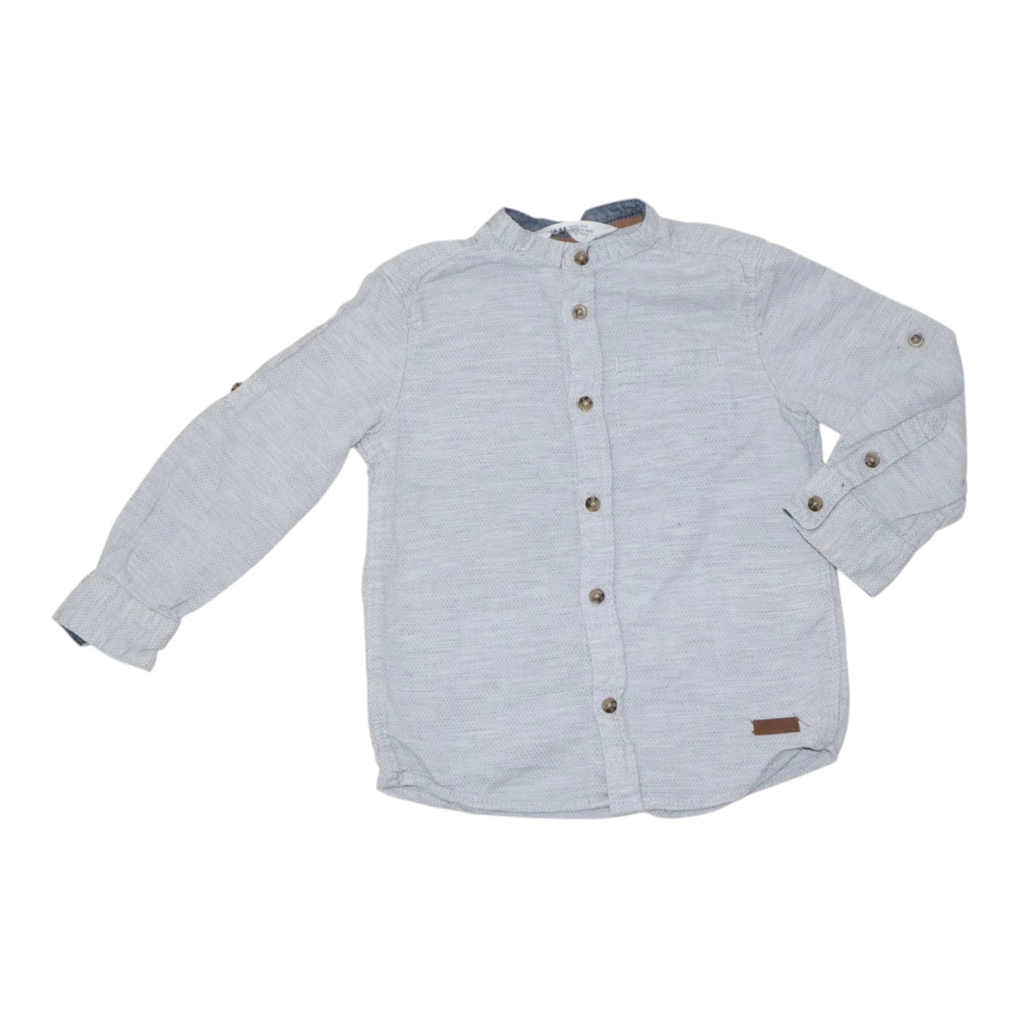 Långärmad Skjorta från H&M - Storlek 104 - Ljusgrå