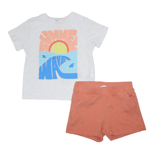 T-shirt and Shorts Matchande Set från H&M - Storlek 92 - Orange & Benvit