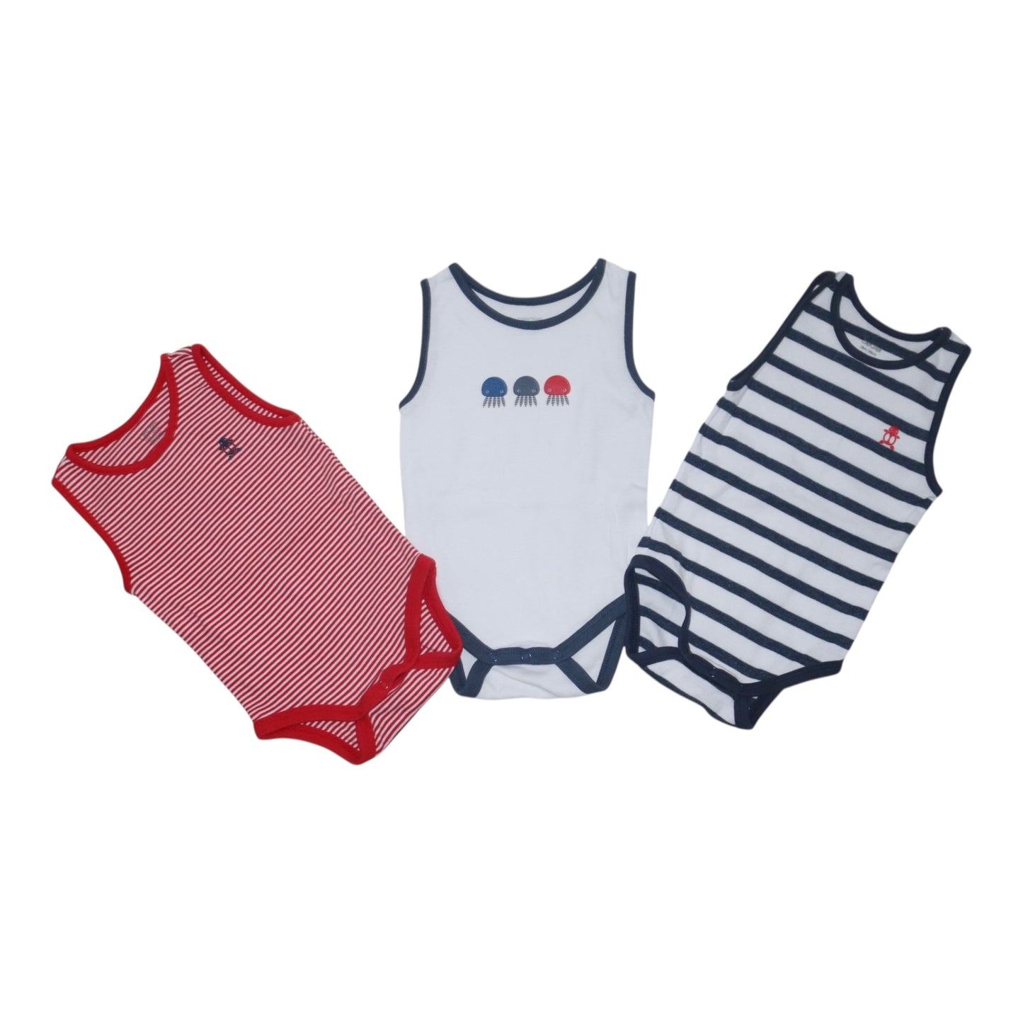 Kortärmad Body (3 Pack) från OBaIBI - Storlek 80 - Vit & Röd