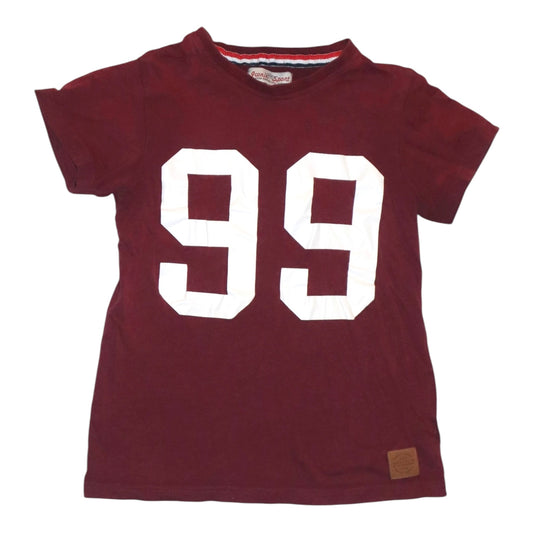 Kortärmad T-shirt från 157 - Storlek 120 - Rödbrun & Vit