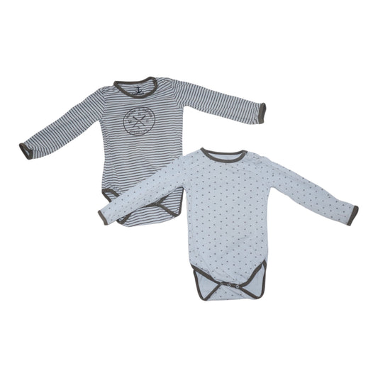 Långärmad Body (2 Pack) från POMP DE LUX - Storlek 80 - Ljusgrå & Ljusblå
