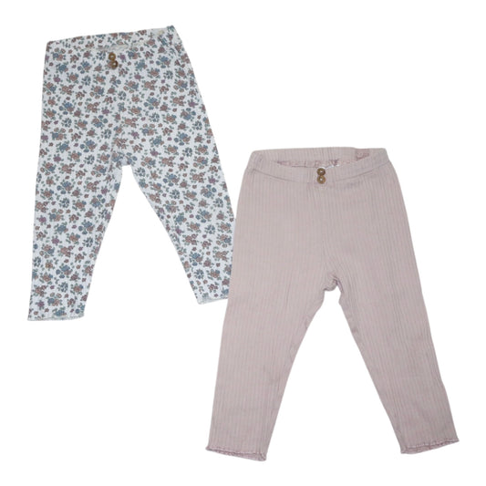 Byxor (2 Pack) från H&M - Storlek 80 - Vit & Ljusrosa