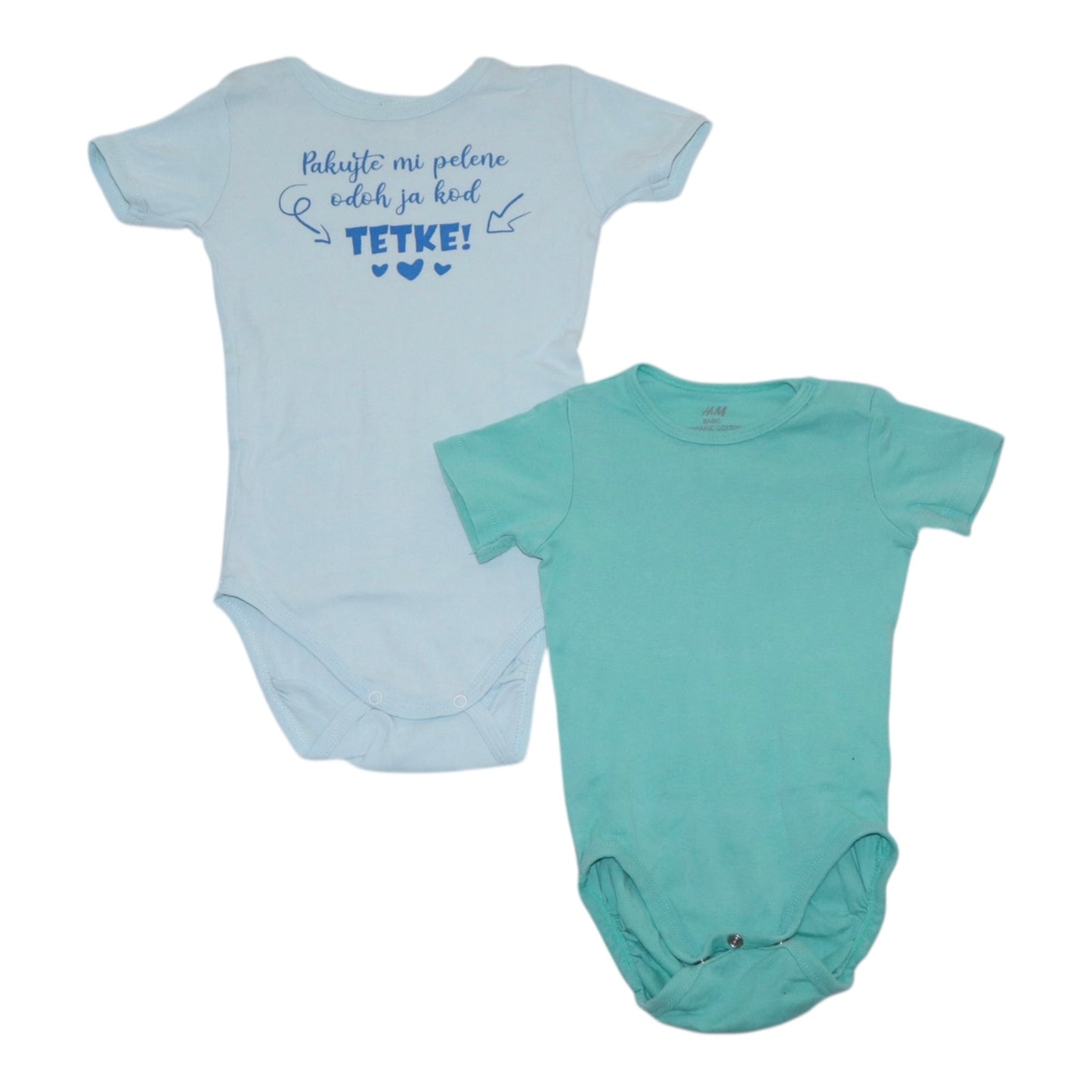 Kortärmad Body (2 Pack) från H&M - Storlek 80 & 86 - Ljusgrön & Ljusblå