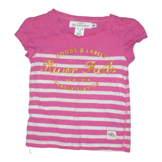 Kortärmad T-shirt från H&M - Storlek 110/116 - Rosa & Vit