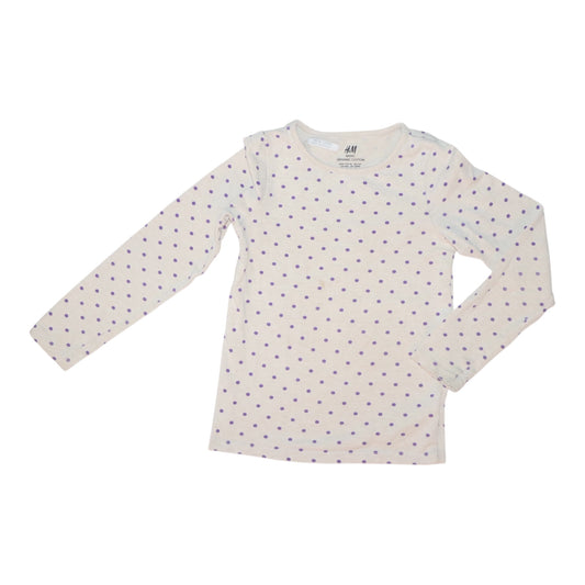 Långärmad T-shirt från H&M - Storlek 110/116 - Beige & Lila