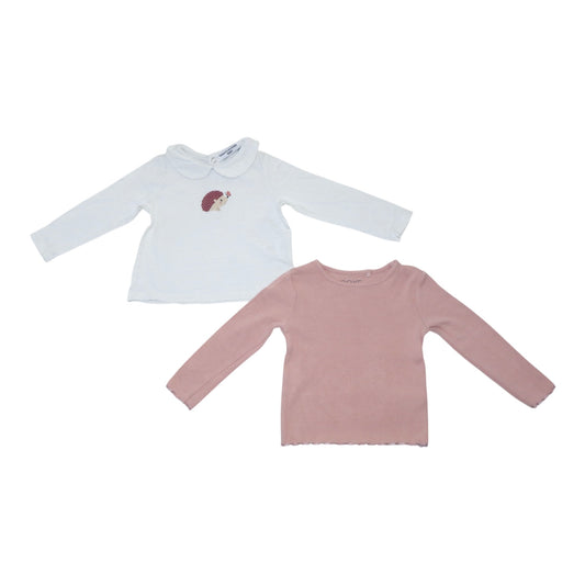 Långärmad T-shirt (2 Pack) från next & BABY - Storlek 80 - Rosa & Vit