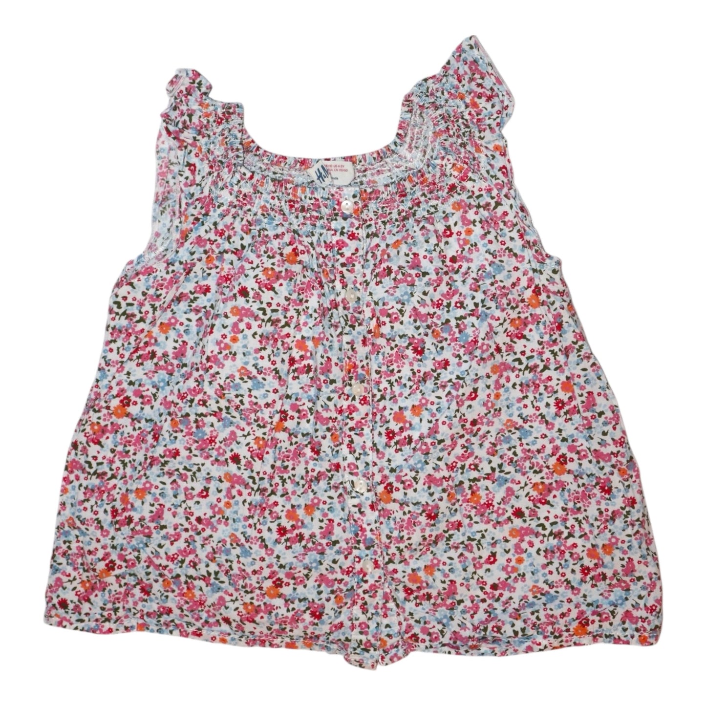 Kortärmad Blus från H&M - Storlek 110 - Rosa & Vit (Multi)