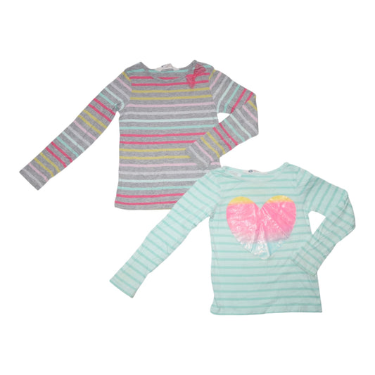 Långärmad T-shirt (2 Pack) från H&M - Storlek 110/116 - Ljusgrön & Ljusgrå