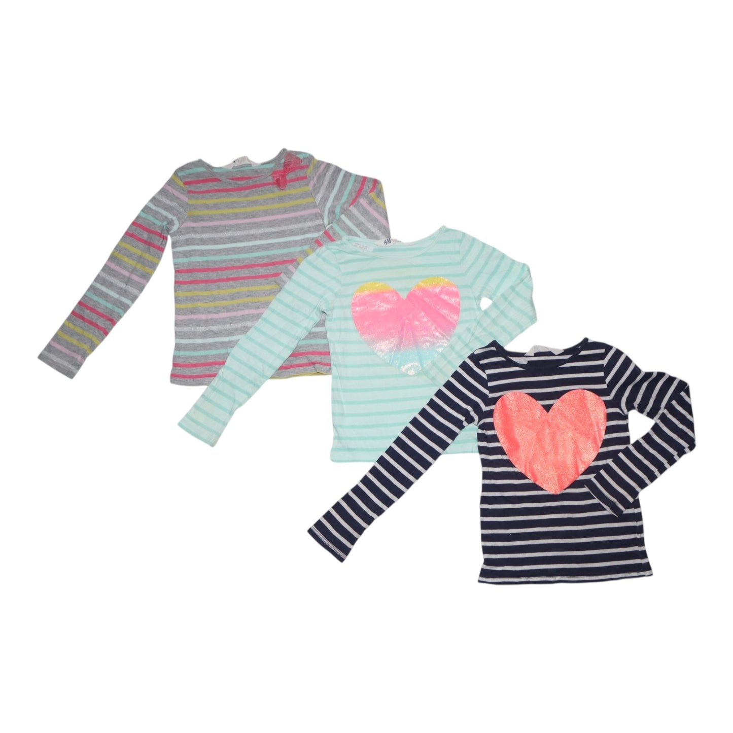 Långärmad T-shirt (3 Pack) från H&M - Storlek 110/116 - Svart & Ljusgrön (Multi)