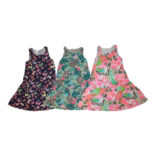 Linne Klänning (3 Pack) från H&M - Storlek 110/116 - Rosa & Grön (Multi)