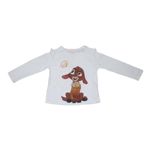 Långärmad T-shirt - Storlek 92 - Vit