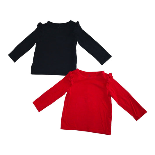 Långärmad T-shirt (2 Pack) från next - Storlek 92 - Svart & Röd