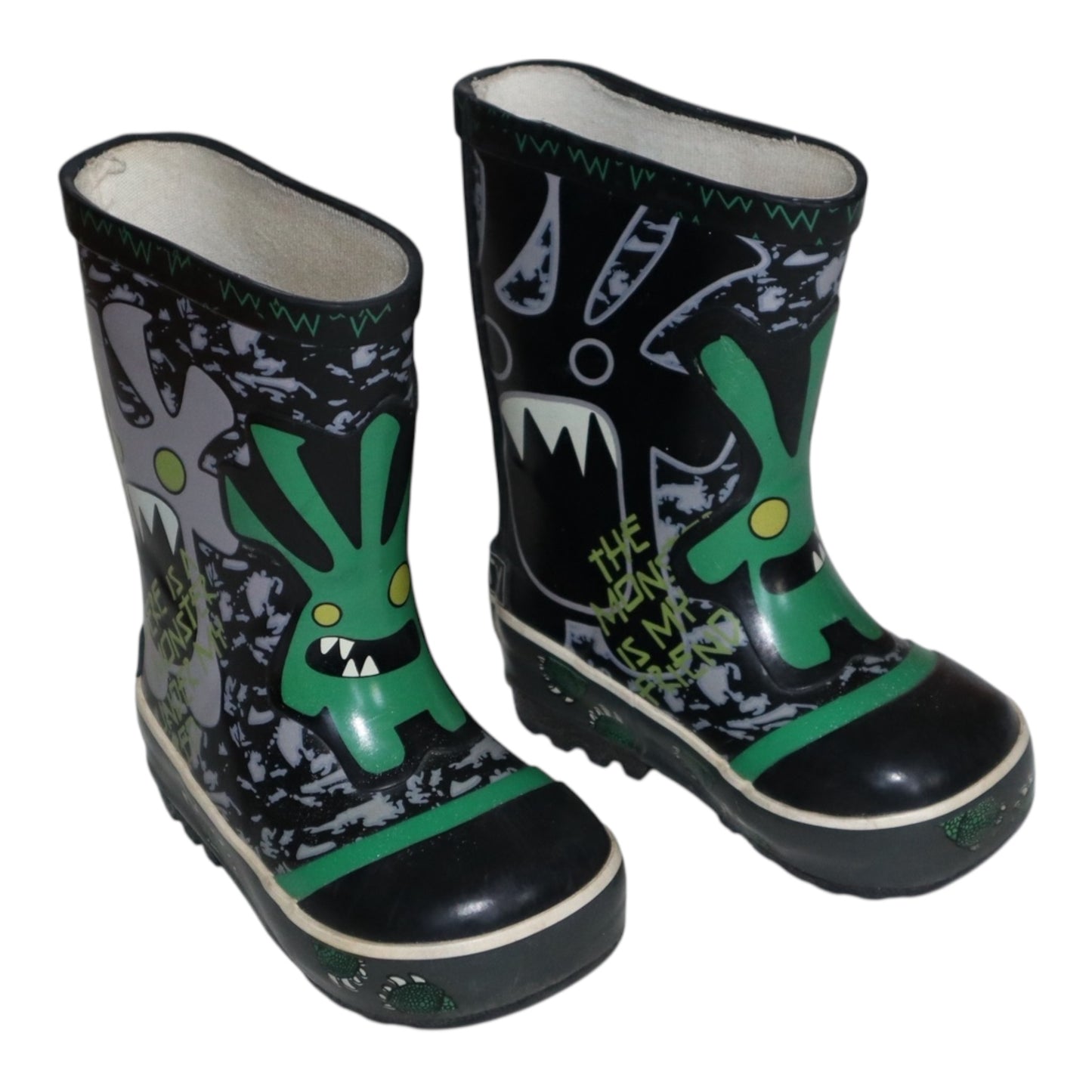 Ofodrade Gummistövlar från SKOOTY - Storlek 20 (Innermått 13 cm) - Svart & Grön
