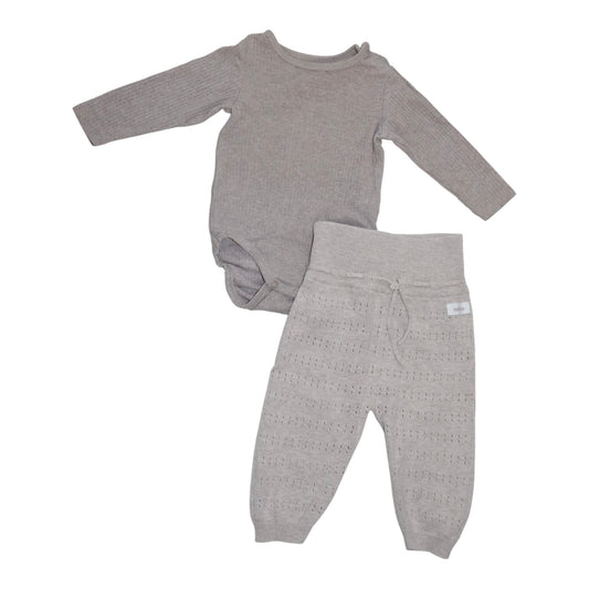 Långärmad Body & Byxor Matchande Set från H&M & newbie - Storlek 62 - Beige