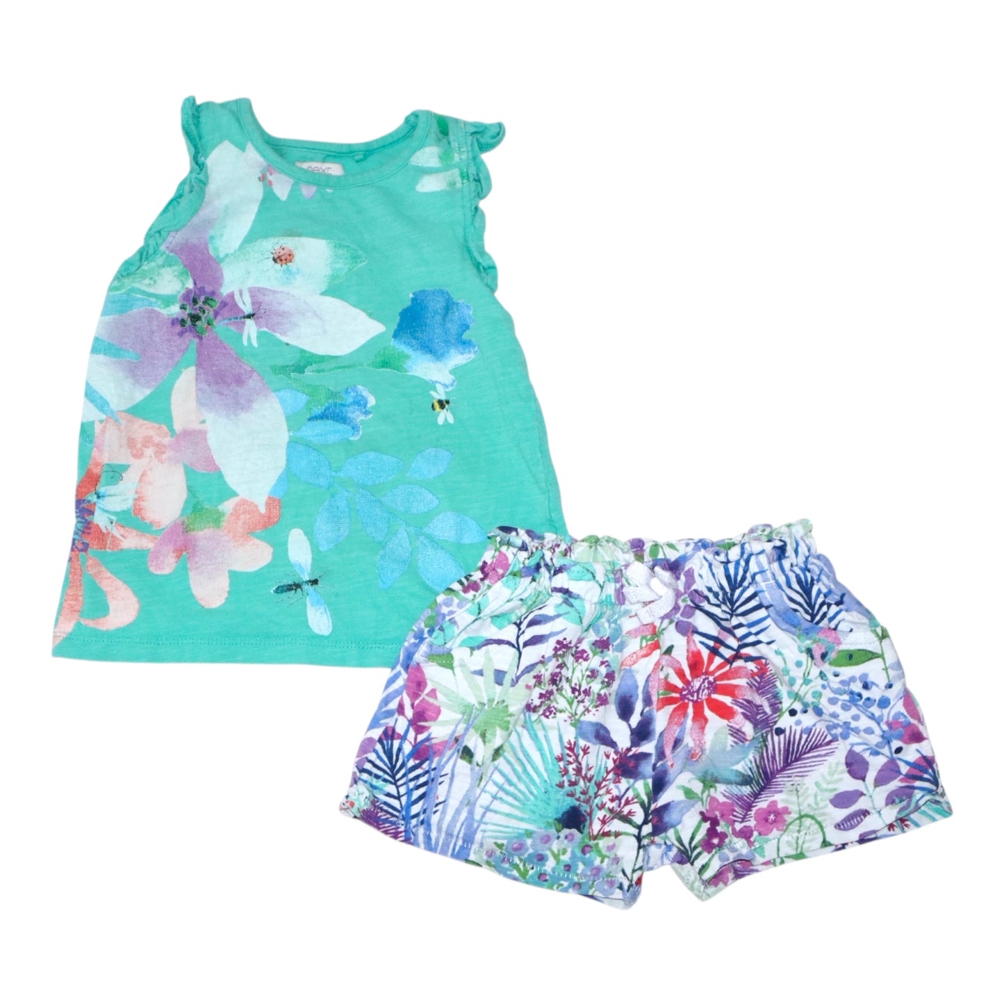 Linne & Shorts Matchande Set från next - Storlek 98 - Grön (Multi)