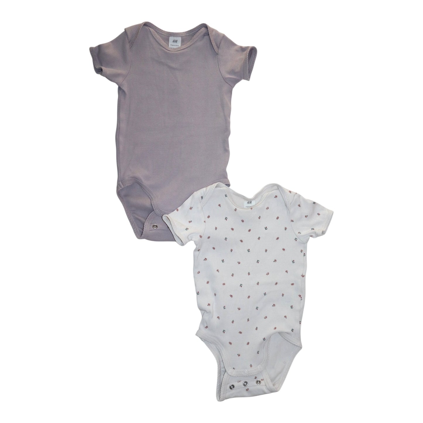Kortärmad Body (2 Pack) från H&M - Storlek 74 - Lila & Vit