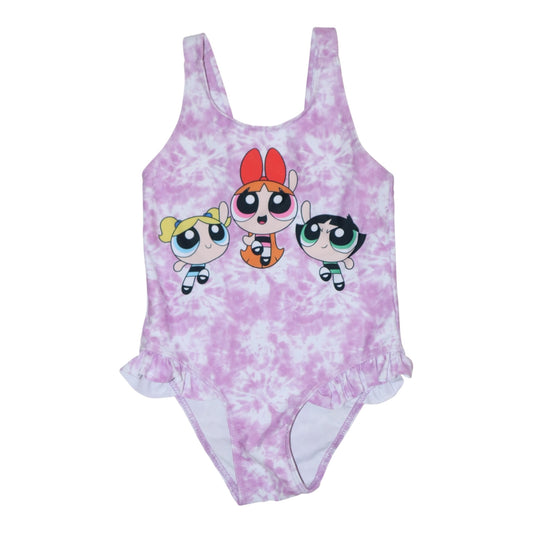 Baddräkt från POWERPUFF GIRLS - Storlek 98/104 - Ljuslila (Multi)