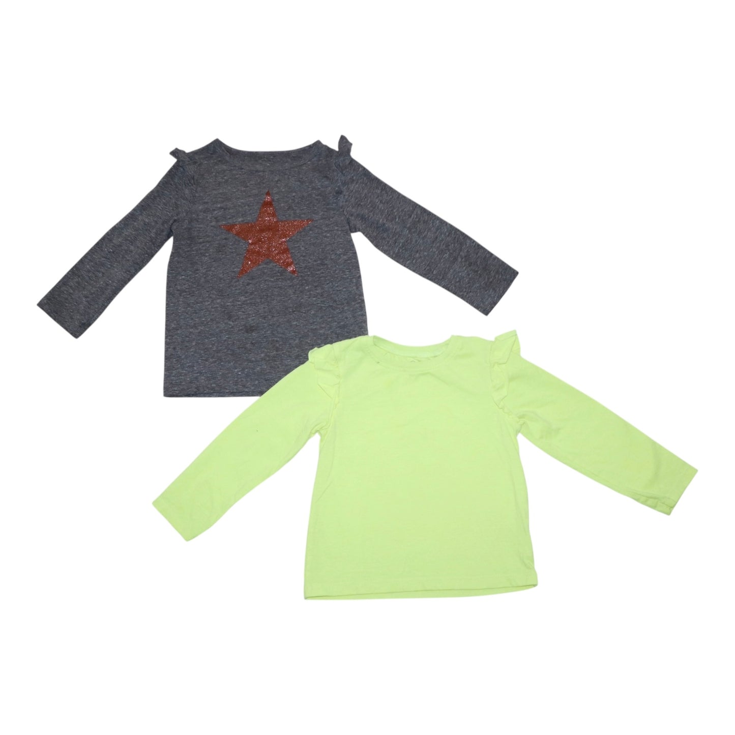 Långärmad T-shirt (2 Pack) från next - Storlek 98 - Grå & Gul